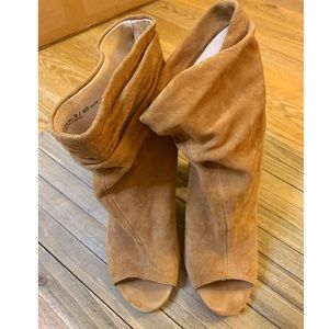 Chinese Laundry open toe platform wedge booties.
